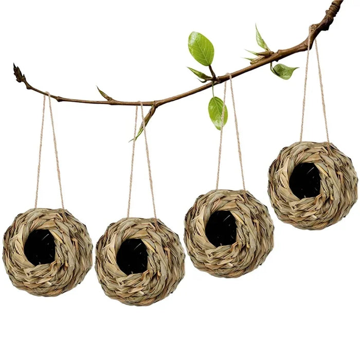 2024 New Birds Nest Bird Cage Grass Egg Cage Bird House Outdoor Decorative Weaved Hanging Parrot Nest Houses Pet Bedroom