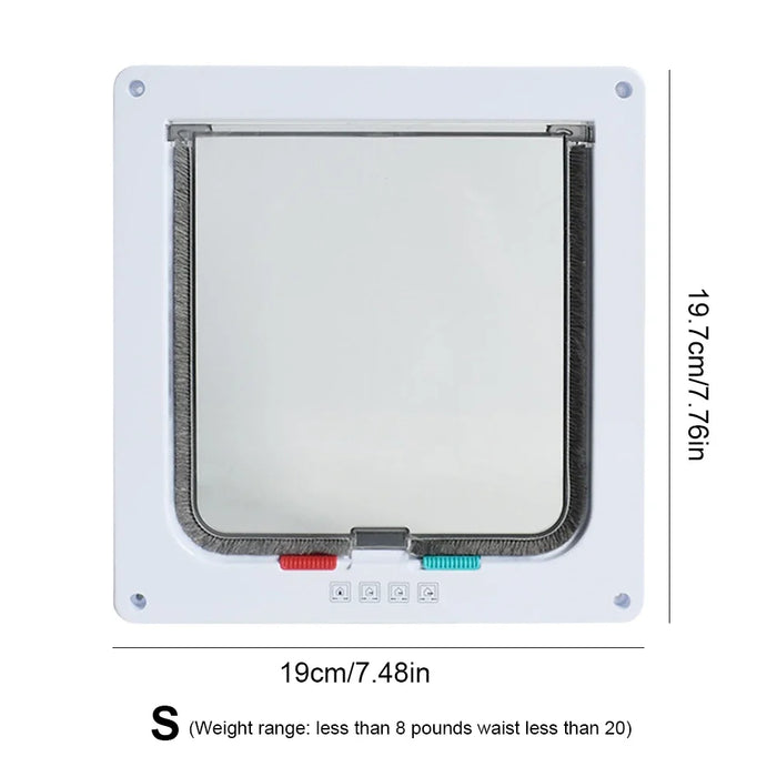 Dog Cat Flap Door with 4 Way Security Lock Transparent ABS Plastic Gate Four sizes（S/M/L/XL） Flap Doors Cat & Puppy Safety Gate