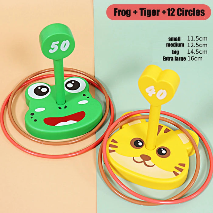 Children Throw Circle Game Cartoon Animal Ferrule Stacked Toys Indoor Outdoor Parent-Child Interactive Early Education Gift