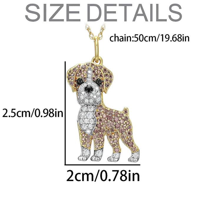 Delicate cute boxing dog pendant Necklace Women's elegant pet puppy jewelry Animal accessories Gift for dog lovers