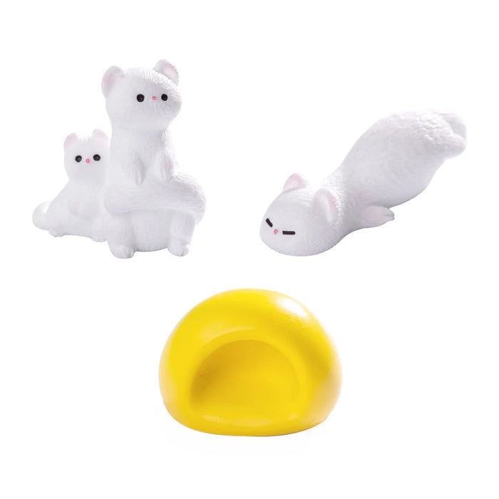 Figurines Miniatures Cute White Ferret Micro Landscape Ornaments For Home Decorations Room Decor DIY Dollhouse Accessories