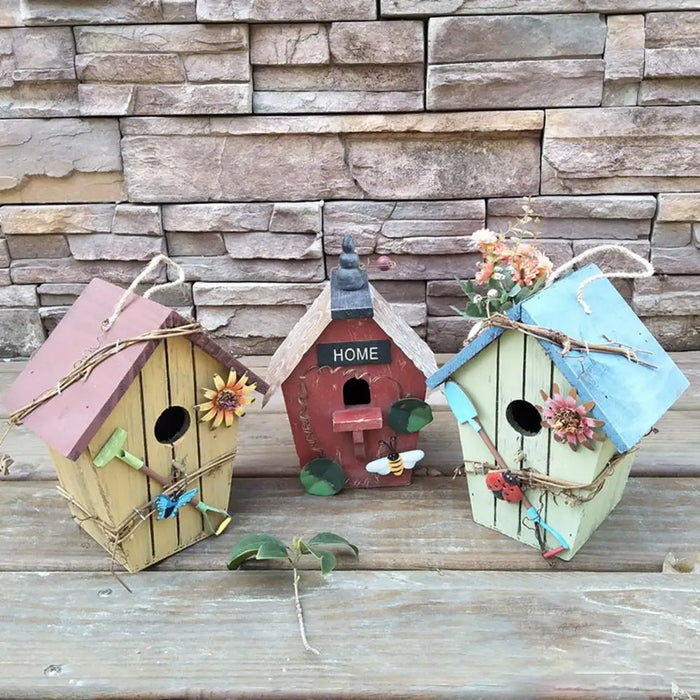 Bird House Birdcage Painting Outdoor Garden Yard Hanging Cottage Feeder Nest Crafts Birdhouse Pet Products Bird Accessories