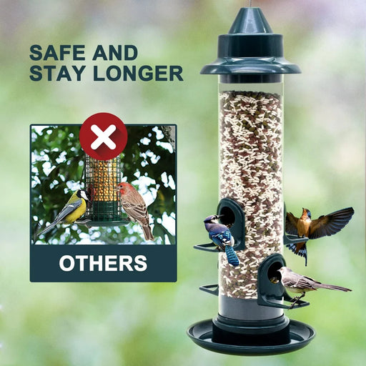 Hanging Wild Bird Feeder Outdoor Pet Food Dispenser Multiple Holes Bird Feeder Automatic Foot Feeding Tool for Flying Animals