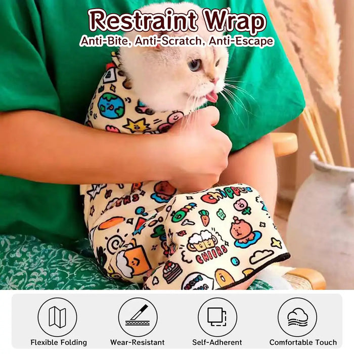 Cat grooming Wrap: Self-adhesive, anti-bite, anti-scratch, anti-escape sedative wrap, nail clipper - multi-functional pet tool