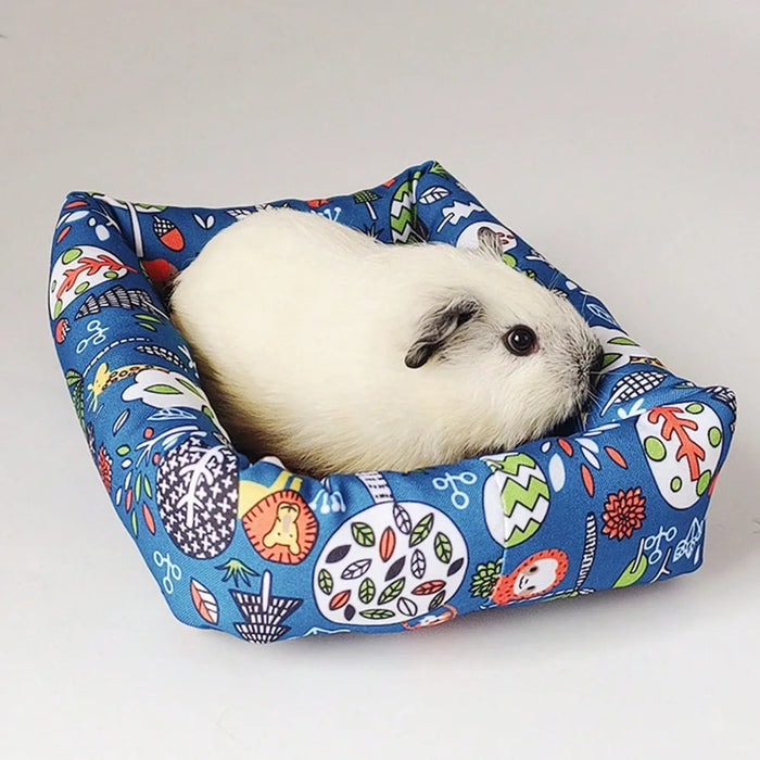 Print Sleep Bed House Rectangle Mat with Rattan Mat for Pet Small Animal Dogs Cat Rabbit Squirrel Guinea Pig Hamster All Seasons