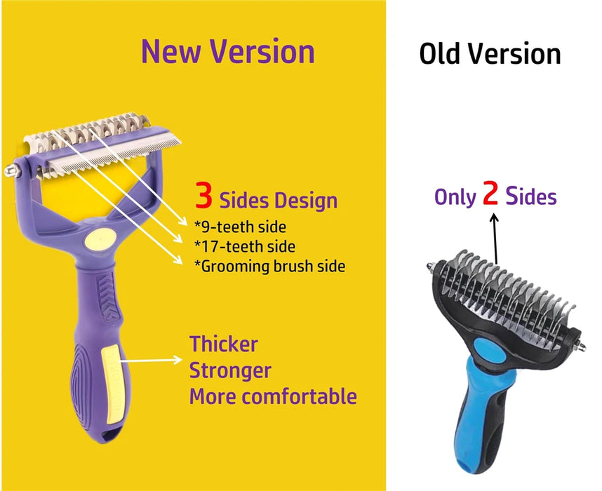 Dog Grooming Brush, Dematting Comb for Dogs Cats  Undercoat Rake for Thick Hair Pets Hair Removal Comb Pet Grooming Rake