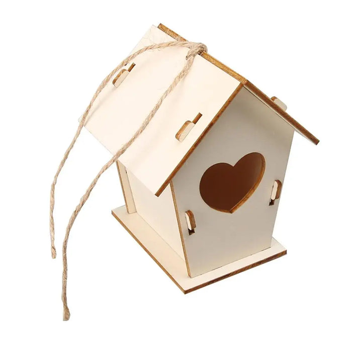 Wooden Mini Bird Cage Outdoor Hanging Birdhouse Box DIY Painting Blank Wood Garden Bird Cages Yard Decoration Bird Parrot Nest