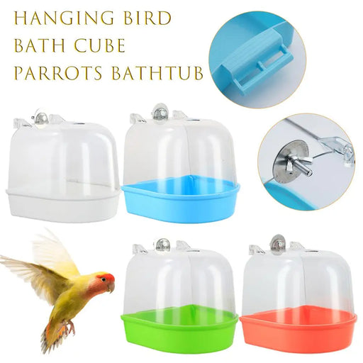 Hanging Bird Bath Cube Parrots Bathtub Bath Shower Box Cage Accessory For Little Bird Canary Budgerigar Cockatiel Lovebird New