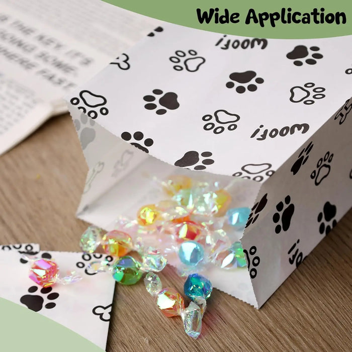 Gift Bags with Pet Paw Prints – 12 pcs , 22x12x8cm, High-Quality Black & White Design for Dog Lover