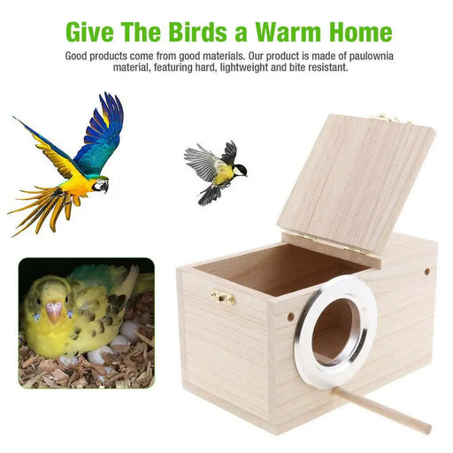 Bird Breeding Box Cage Nest For Parrot Nesting House Wooden Lovebirds Finch