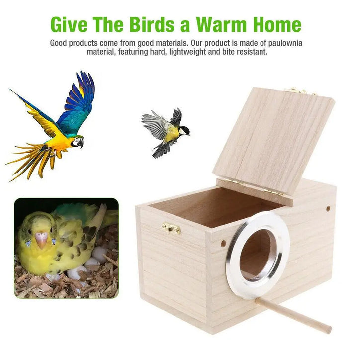 Bird Breeding Box Cage Nest For Parrot Nesting House Wooden Lovebirds Finch