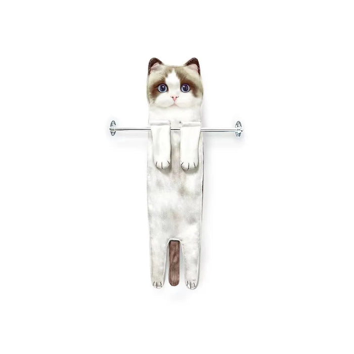 funny Cat Hand Towels Kitchen Bathroom Hand Towel Ball with Hanging Loops Quick Dry Soft Absorbent Microfiber creative Towels