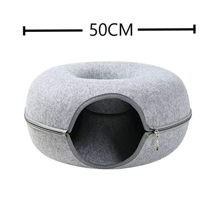 Donut Pet Cat Tunnel Interactive Play Toy Cat bed Dual Use Ferrets Rabbit Bed Tunnels Indoor Toys Cats House Kitten Training Toy