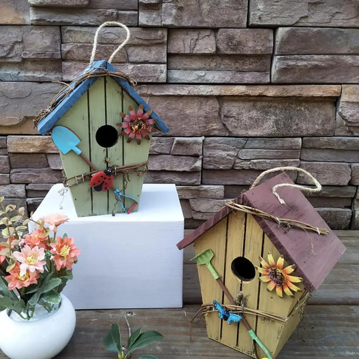 Bird House Birdcage Painting Outdoor Garden Yard Hanging Cottage Feeder Nest Crafts Birdhouse Pet Products Bird Accessories