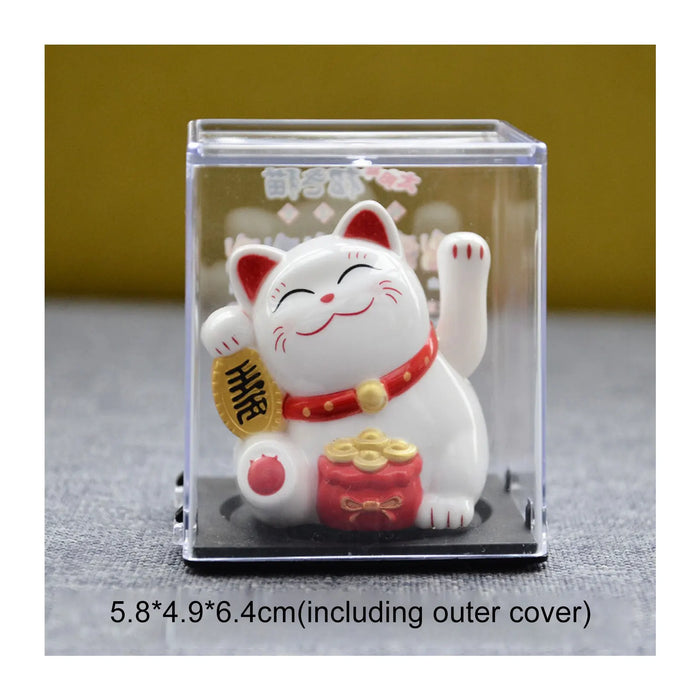 Mini Wealth Waving Hand Cat Chinese Lucky Cat Cartoon Ornament Cute Waving Arm Beckoning Fortune Cat for Car Home Office Decor
