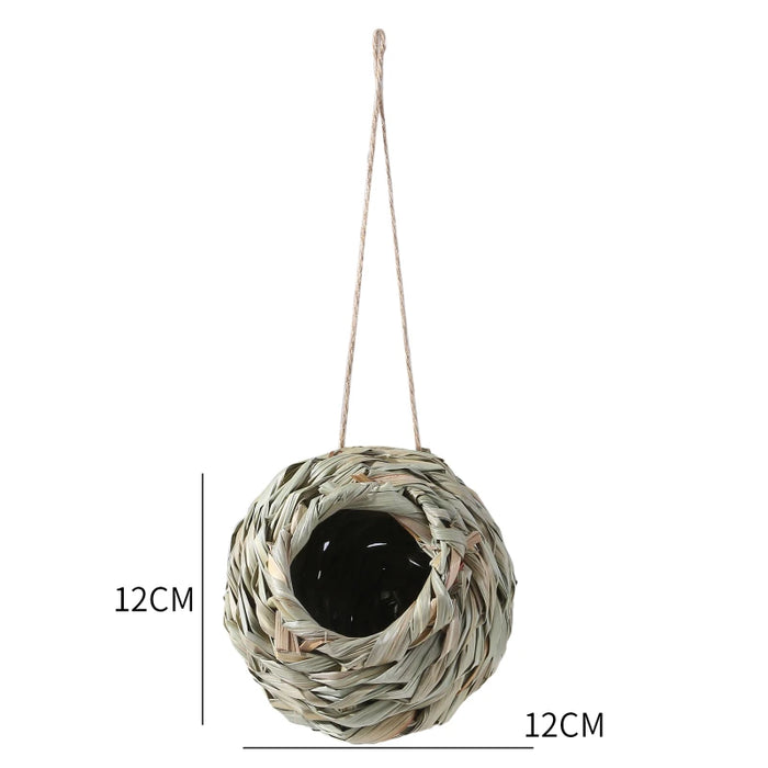 Birds Nest Bird Cage Natural Reed Grass Spherical Hummingbird Nest Outdoor Decorative Weaved Hanging Bird Nest Hous Pet Bedroom