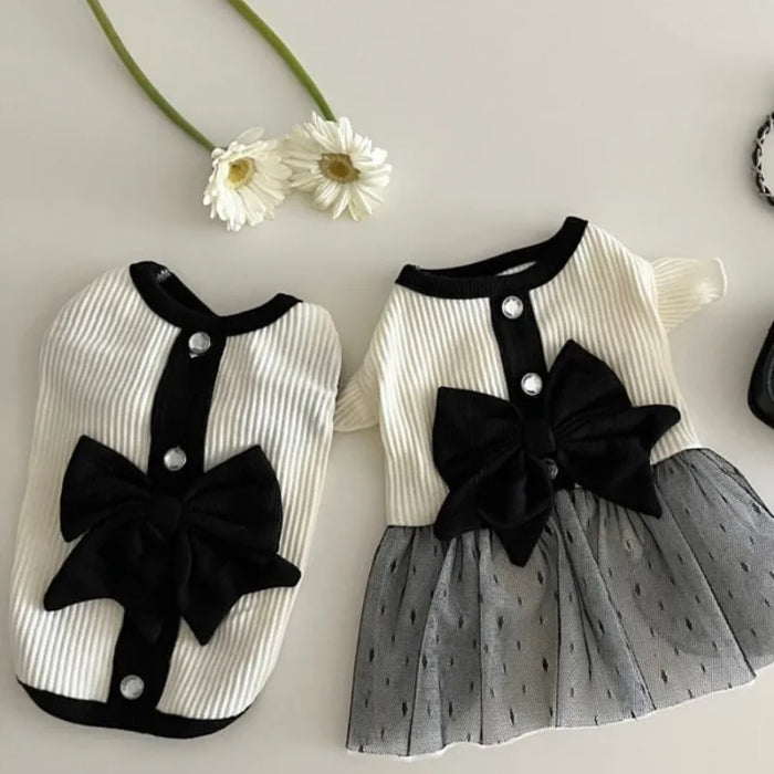 Dog Clothes for Small Dogs Summer Dog T-Shirt Pet Dog Skirt Black White Retro Dresses Puppy Costume Chihuahua Clothing