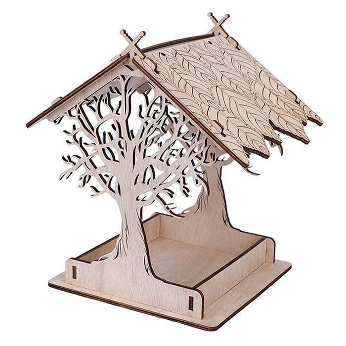 Bird House Feeding House DIY Outdoor Wooden Bird Feeder Hanging Assembled Bird Cage House Pet Supplies For Garden Yard Decor