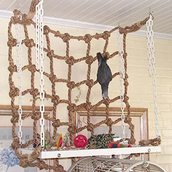 Birds Swing Ladder Toys Hemp Rope Net Pet Parrot Birds Chew Play Climbing Ropes with Hook Pet Accesorios for Bird Indoor Toy