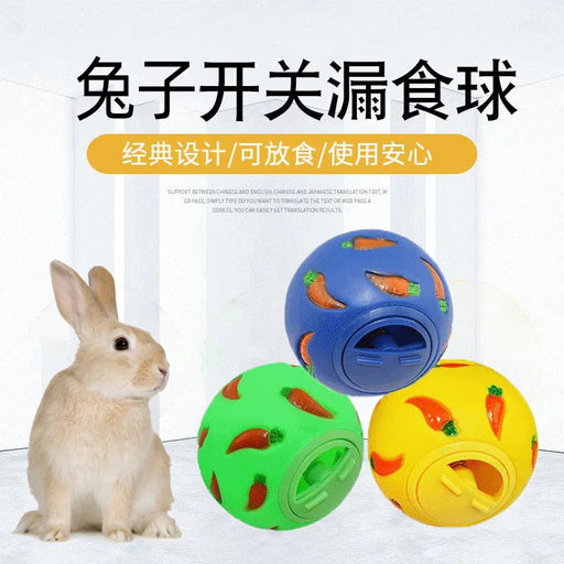 Rabbit Treat Ball Pet Slow Feeder Interactive Bunny Toy Snack Toy Ball Bite Resistant Feeding Toys Ferret Kitty Guinea Pig Cat