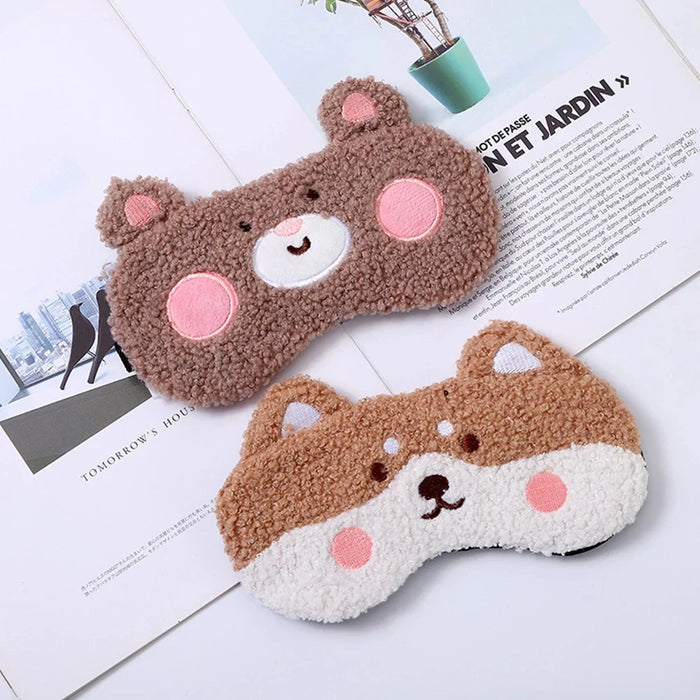 Cartoon Cute Plush Sleeping Eye Covers Sort Frog Dog Sleep Night Dream Lightproof Eye Mask for Children to Sleep Better