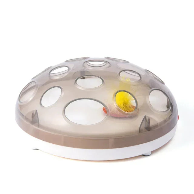 Interactive Electric Turntable Funny Toys For Cats Feather Teaser Rechargeable Maglev Bouncing Catching Kat Game Complexes