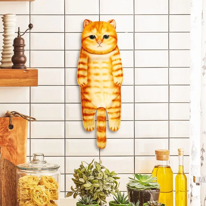 Cute Cat Hand Towel Cute Cat Decor Hanging Washcloths Funny Housewarming Face Towels For Bathroom Kitchen Cats Lovers