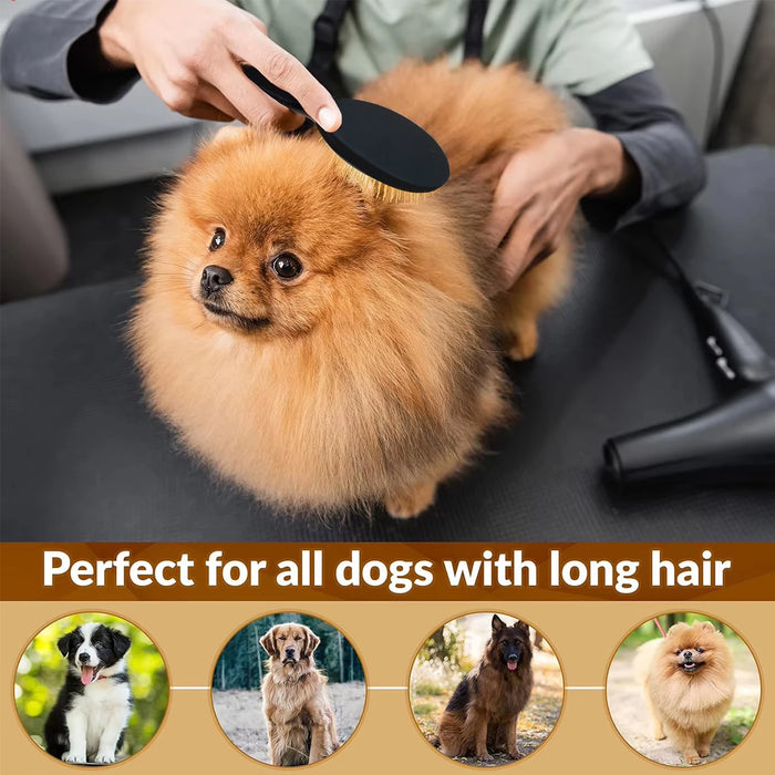Pet Grooming Detangler Pin Dog Brush for Shedding & Removing Loose Fur, Lightweight ABS with Gold Plated Pins for Long Hair
