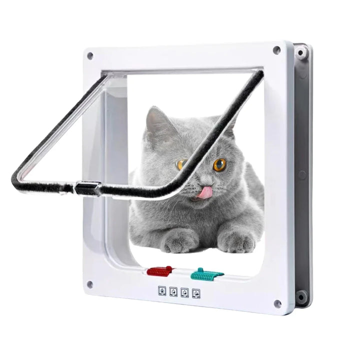 Dog Cat Flap Door with 4 Way Security Lock Transparent ABS Plastic Gate Four sizes（S/M/L/XL） Flap Doors Cat & Puppy Safety Gate