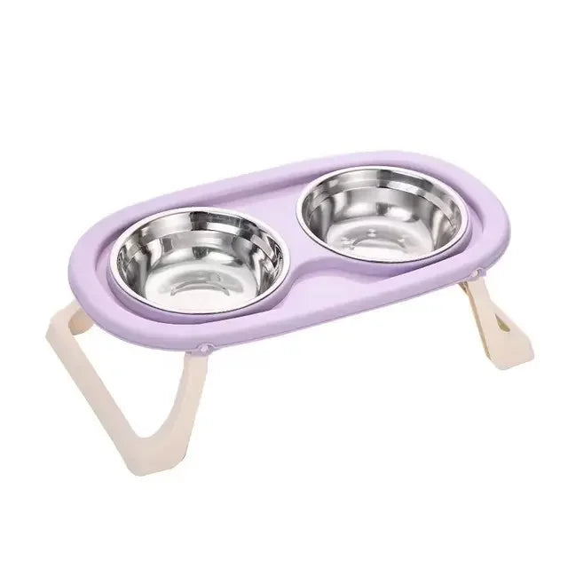Foldable Cat Bowl Double Pet Bowl Stainless Steel Puppy Dog Feeder Water Food Bowl With Stand Feeding Dish Drinker Pets Supplies