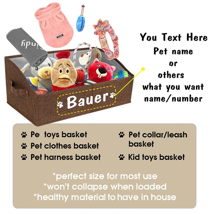 Custom Dog Toy Storage Box Foldable Cat Dogs Storage Basket Free Print Name Paw Pet Organizer Baskets For Dogs Cats Pet Supplies