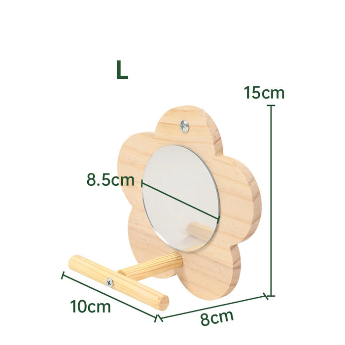 Bird Mirror Wooden Interactive Play Toy With Perch For Small Parrot Budgies Parakeet Cockatiel Conure Lovebird Cage Accessories