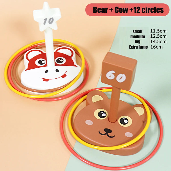 Children Throw Circle Game Cartoon Animal Ferrule Stacked Toys Indoor Outdoor Parent-Child Interactive Early Education Gift