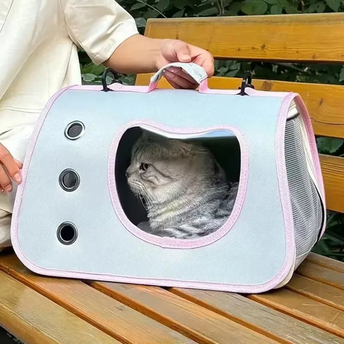 Expandable 3-in-1 Cat Carrier Bag Lightweight Foldable Handheld Tote with Privacy Cover for Small Cats Dogs Travel Accessories