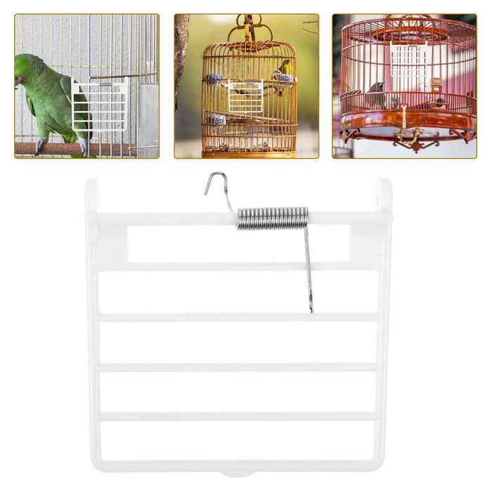 3pcs Plastic Bird Cages Accessories Cages Fittings Replacement Door Accessory With Spring Wires Plastic Supply Feeder