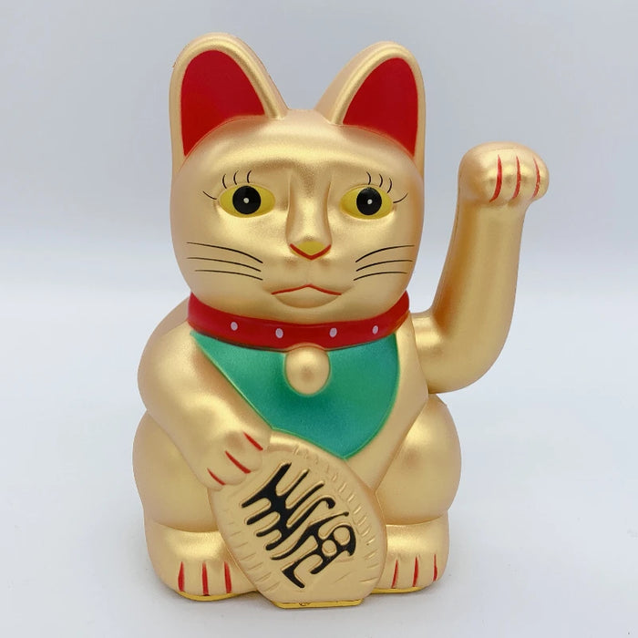 6"H Lucky Cats Chinese Feng Shui Beckoning Cat Wealth White Waving Fortune Gold Silver Black Best Gift for Good Luck Kitty Decor