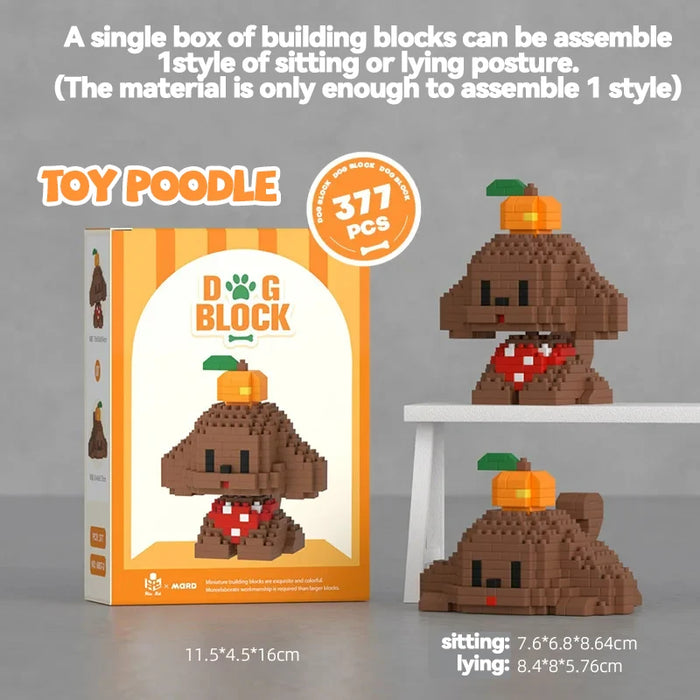 Cute Dog Building Blocks Puppy Pet Model Animal Diy Assemble Bricks Set Poodle Corgi Husky Cartoon Table Decor Gift for Kids