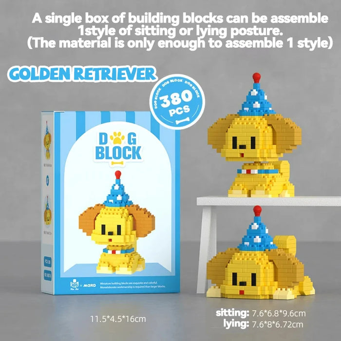 Cute Dog Building Blocks Puppy Pet Model Animal Diy Assemble Bricks Set Poodle Corgi Husky Cartoon Table Decor Gift for Kids
