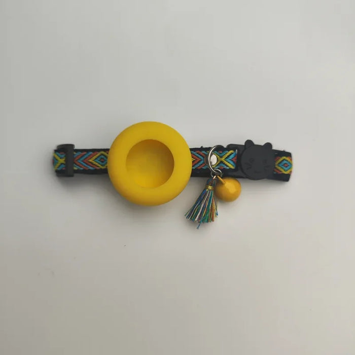 Cat/dog AirTag collar with ethnic style woven collar and tassel silicone anti loss pet collar