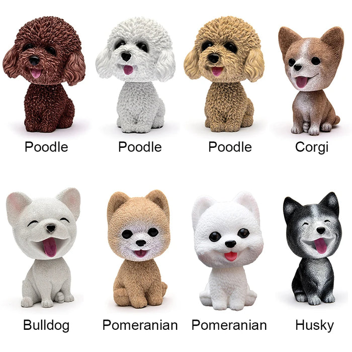 Shaking Head Dog Ornament Resin Cute Bobblehead Decoration Wobble Shaking Nodding Head Dolls Gift For Car Interior Home Room