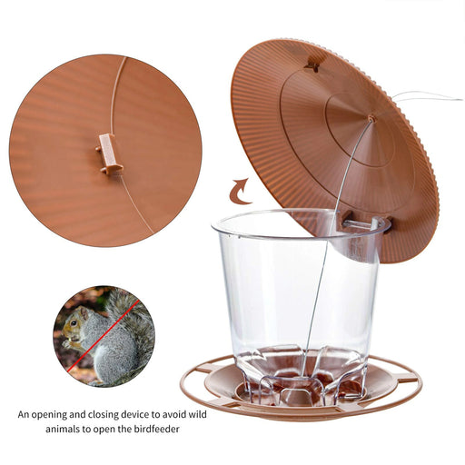 Wild Bird Feeder Hanging with Roof for Garden Yard Outside Decoration Outdoor Feeding Tool Squirrel proof Seed Nut Container