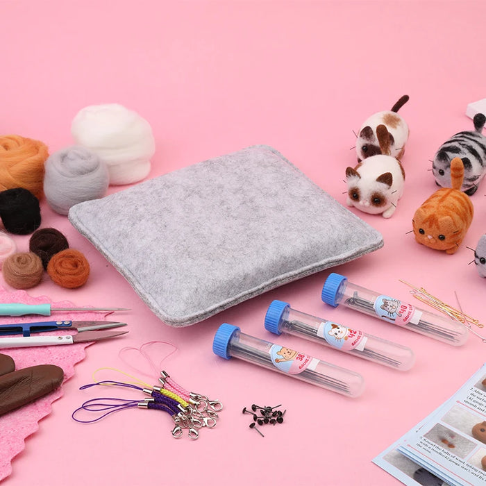 KRABALL Cat Wool Felting Non-Finished Cute Animal Material Package For Doll Toy Handmade DIY Craft For Child Gift