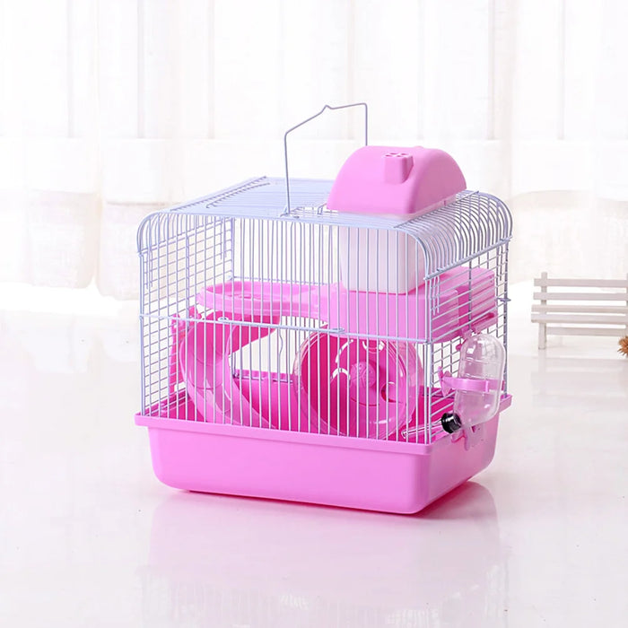 Double Layer Acrylic Pet Cage Includes Exercise Wheel Water Bottle Villa Cage For Animals Hamster House Chinchilla Habitat Home