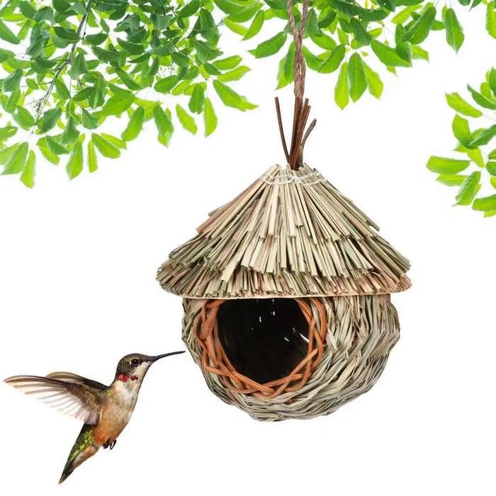 Unique Birdhouse Comfortable Birdhouse Hand-woven Natural Grass Hummingbird House for Garden Outdoor Decoration Window Hideaway