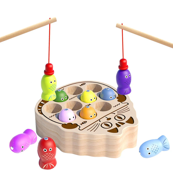 Children's Wooden Fishing Toys Magnetic Fishing Game Montessori Intellectual Playsets Fine Motor Skills Training Boys Girls Gift