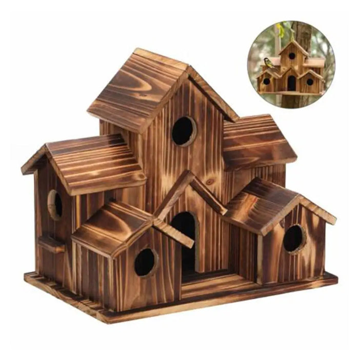 Bird Houses For Outside,outdoor 5 Hole Bird House Room For 5 Bird Families Bluebird Finch Hanging Birdhouse