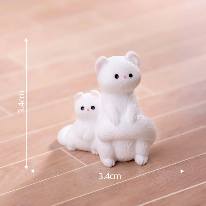 Figurines Miniatures Cute White Ferret Micro Landscape Ornaments For Home Decorations Room Decor DIY Dollhouse Accessories
