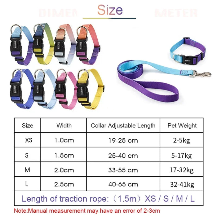 Pet Cat Dog Collar Traction Leash Suitable for Small Large Dogs Bulldog Pugs Beagle Nylon Adjustable Dog Collar Leash Lead