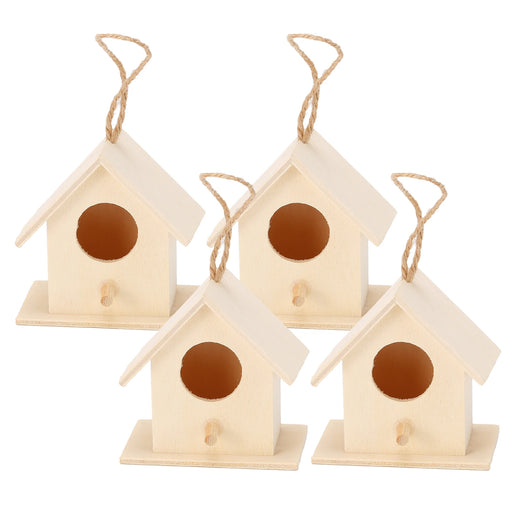 4Pcs Wood Bird Nests Hanging Birdhouse Breeding Box Birds Cage For Garden DIY Decoration