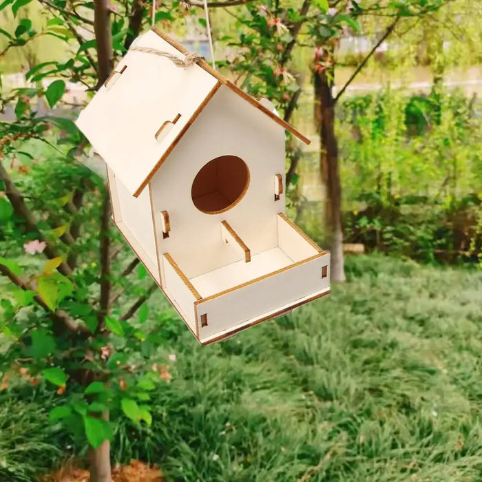 Wooden Mini Bird Cage Outdoor Hanging Birdhouse Box DIY Painting Blank Wood Garden Bird Cages Yard Decoration Bird Parrot Nest